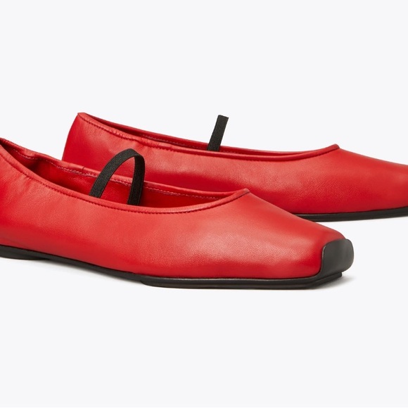 Tory Burch Shoes - Tory Burch Runway Red Leather Ballet Flats